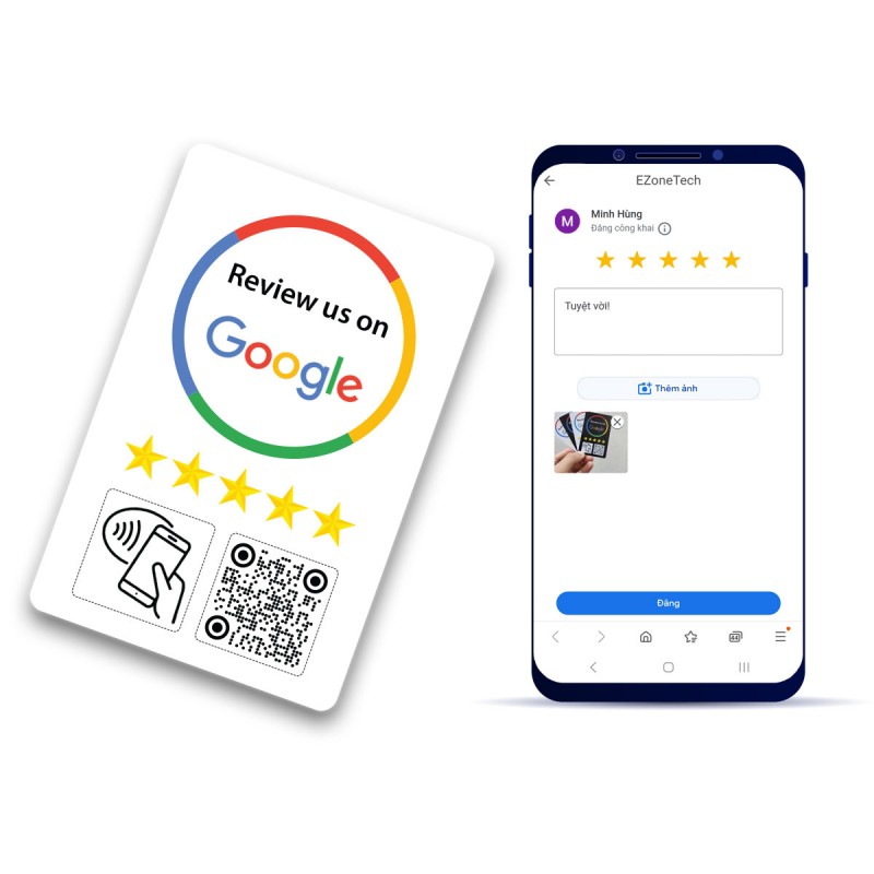  Thẻ Review Google Maps Công nghệ NFC và QR thông minh